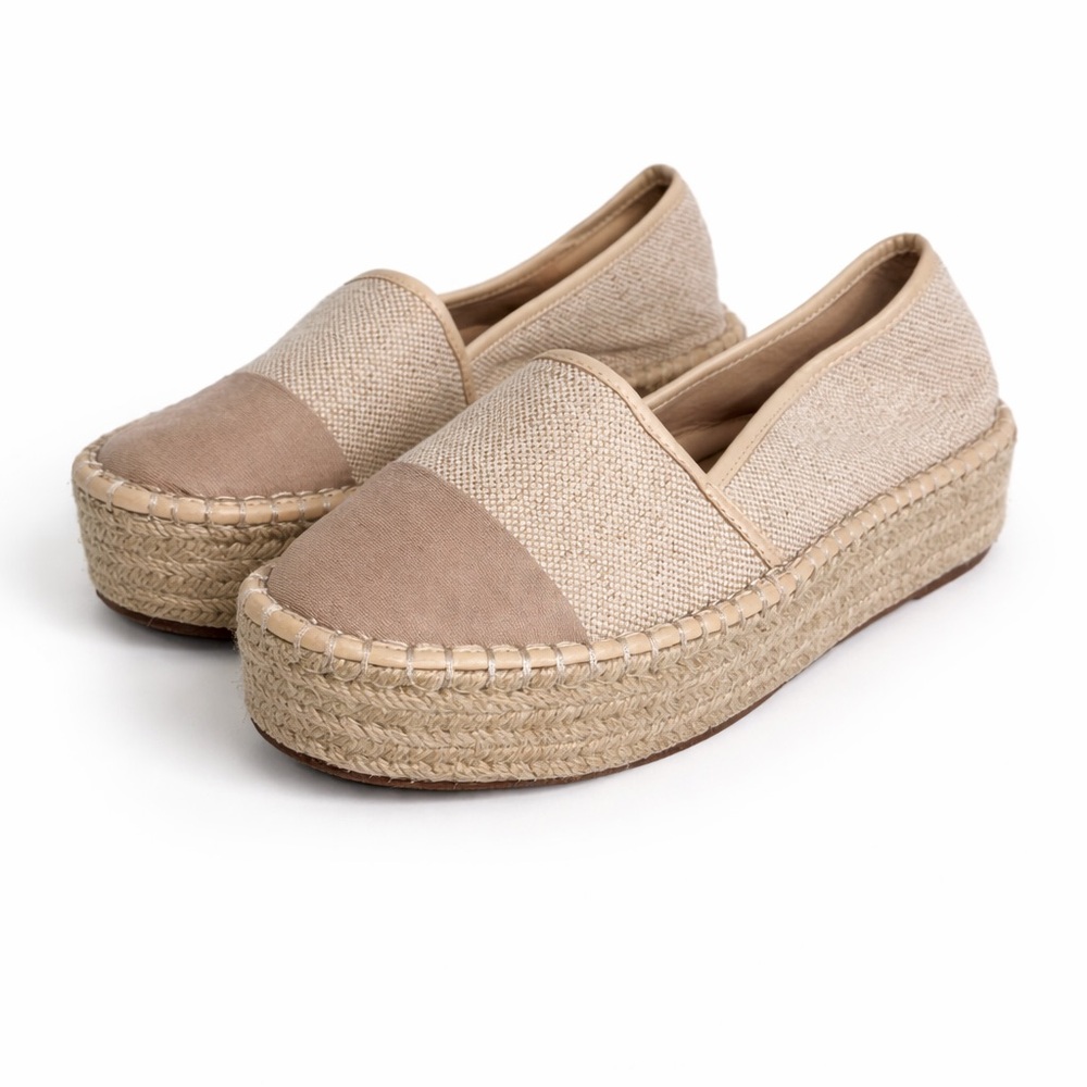 ASOS Beige and Cream Espadrille Platform Loafers Sz 11 NEW